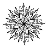 blomma mandala målarbok. vektor kontur cirkel dekorativa prydnad. design för t-shirt, mönster, klistermärke, spets, tatuering, yoga.