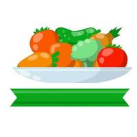 Gemüsesalat auf Teller - gesundes vegetarisches Mittagessen. vektor