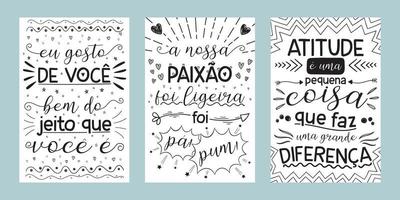 tre bokstäver affischer på brasiliansk portugisiska. vektor