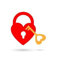 Liebesschloss mit Schlüsselromantik-Glyphe-Symbol vektor