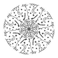 Vektor-Doodle kreisförmiges Mandala-Muster für Henna, Mehendi, Tätowierung, Dekoration. dekoratives Ornament im orientalischen Ethno-Stil. Malbuchseite für Erwachsene und Kinder. isoliert auf weißem Hintergrundsymbol. vektor