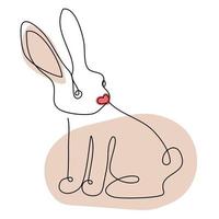 skizzenhafte, konturierte Silhouette eines Hasen, eines Kaninchens. fortlaufende einzeilige Zeichnung. isolierte Vektorillustration mit schwarzer Linie auf weißem Hintergrund. Strichzeichnungen. vektor