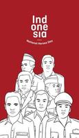 indonesischer heldentageshintergrund mit porträtillustration von revolutionshelden vektor
