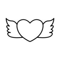 hjärta linje ikon med ängla vingar. enkel design redigerbar. design mall vektor