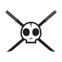 Schädelgesicht mit gekreuzten Schwertern Logo Design Vektorgrafik Symbol Symbol Zeichen Illustration kreative Idee vektor
