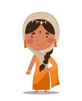 indisk tjej är söt och rolig. vektor illustration i en platt tecknad stil