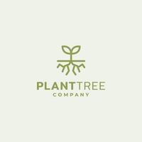 växt träd logotyp design med växt rot gren linje symbol vektor