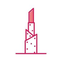 Wolkenkratzer mit Lippenstift Logo Design Vektorgrafik Symbol Symbol Zeichen Illustration kreative Idee vektor