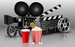 film, popcorn och dryck vektor