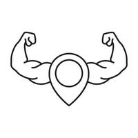 linje hand stark gym med nål karta plats logotyp symbol ikon vektor grafisk design illustration idé kreativ