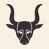 schwarzes gesicht langes horn kuh vintage logo design vektorgrafik symbol symbol zeichen illustration kreative idee vektor