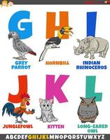 pedagogisk alfabet med tecknade roliga djurfigurer vektor