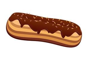 realistisk eclair med mörk choklad isolerad på vit bakgrund - vektor