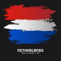 nederländska penseldrag flagga. holland penseldrag flagga. borste flagga vektor illustration