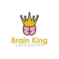 Brain King Logo-Design einfach und einzigartig. perfekt für Business, Icon-App, Handy usw. vektor