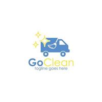 go clean Logo-Design-Vorlage mit Auto einfach und einzigartig. perfekt für Geschäft, Firma, Autofahrt usw. vektor