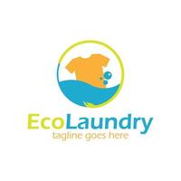 eco laundry logotyp designmall enkel och unik. perfekt för företag, företag, hem, etc. vektor