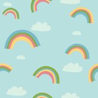 nahtloser Regenbogenhimmel das Hintergrundmuster der Wolkenillustration. Vektor kindisches Muster. Vektor-Illustration. textil, druck, oberflächendesign, mode für kinder