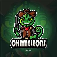 kameleontmaskot esport logotypdesign vektor