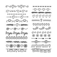 handgezeichnete Textteiler im Doodle-Stil elegantes Set, Vektorillustration, dekorative florale Vintage-Grenzen, Designelemente für Buch, Karte, Einladung vektor