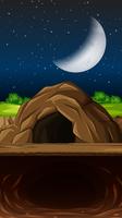 Eine Höhle in der Nacht vektor