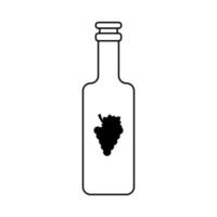 vinflaska icon.bunch of grapes.contour ritning av glassware.vector illustration vektor