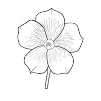 blomma i stil med doodle. konturritning av en blomma för hand. ådrade kronblad. svartvit bild. monokrom design. batanisk illustration. vektorbild vektor