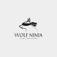 Wolf-Ninja-Logo-Design. Wolf-Logo-Vorlage mit Augenbinde. Vektor-Illustration vektor