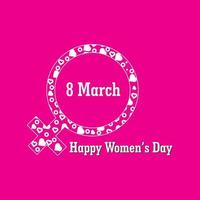 glada kvinnors dag firande koncept med symbol för en kvinna med kärlek vektor