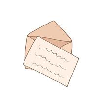 Gekritzelsymbol für geöffneten Umschlag. vektorkarikaturillustration mit skizzenbrief vektor
