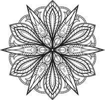 Mandala-Blume in Schwarz-Weiß-Pro-Vektor vektor
