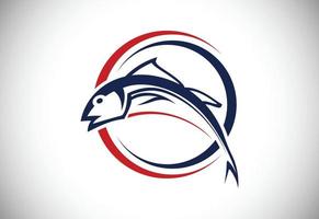 Angeln-Logo. Fisch-Logo, Wildfisch-Logo, Fliegenfischen-Logo, Angelhaken,