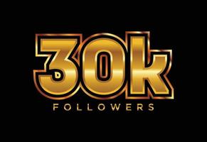 3D goldenes 30.000-Follower-Social-Media-Feier-Design. Vektor-Illustration vektor