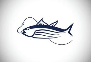 Angeln-Logo. Fisch-Logo, Wildfisch-Logo, Fliegenfischen-Logo, Angelhaken, vektor