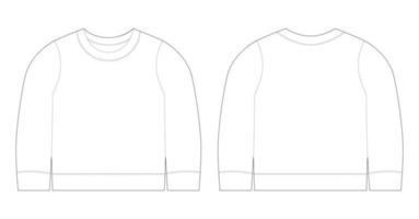 Säuglings-T-Shirt-Illustration. Sweatshirt-Skizzenvorlage Vorder- und Rückansicht. vektor