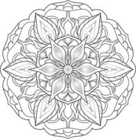 Mandala-Blume in Schwarz-Weiß-Pro-Vektor vektor