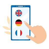 Online-Lernen von Fremdsprachen. deutsch, englisch, französisch zur auswahl. vektor