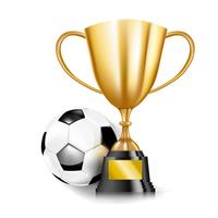 3D Golden Trophy Cups och Soccer Ball 002