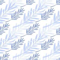 blaue Blätter nahtloses Muster. Blatt-Zweig-Hintergrund. vektor