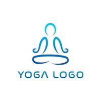 yoga logotyp mall med en bild av en person som sitter i kors. vektor