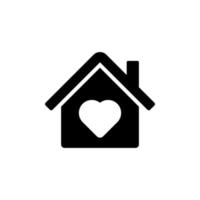 Zuhause mit Herzvektorsymbol. Herz im Haus Glyphen-Symbol. Symbol, Logoabbildung. Vektorgrafiken