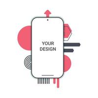 Smartphone-Mockup, Poster im Memphis-Stil, Banner-Design-Vorlage. Vektor-Illustration vektor