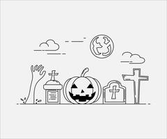 Plattlinjekonststil. design för halloween. hemsida och banner. vektor