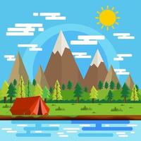 rött tält på floden lämplig för camping illustration vektor