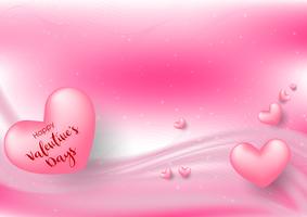 Rosa valentin dag med hjärtan på rosa bakgrund. Vektor illustration. Gullig kärlek banner eller hälsningskort