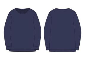 teknisk skiss sweatshirt isolerad i blå färger. vektor mockup mall jumper.