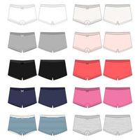 Set Kinder-Mini-Shorts-Unterwäsche. Dame Unterhose. vektor