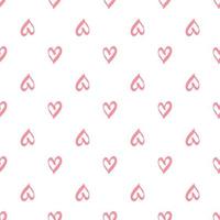 nahtloses Muster der einfachen geometrischen rosa Herzen auf weißem Hintergrund. vektor