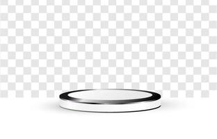 3D-podium vektordesign på transparent vit bakgrund. svart podium textur geometrisk cirkel form. för produktpresentationer och reklammodeller. moderna mallar vektor