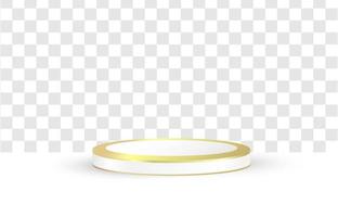 3D-podium vektordesign på transparent vit bakgrund. guld podium textur geometrisk cirkel form. för produktpresentationer och reklammodeller. moderna mallar vektor
